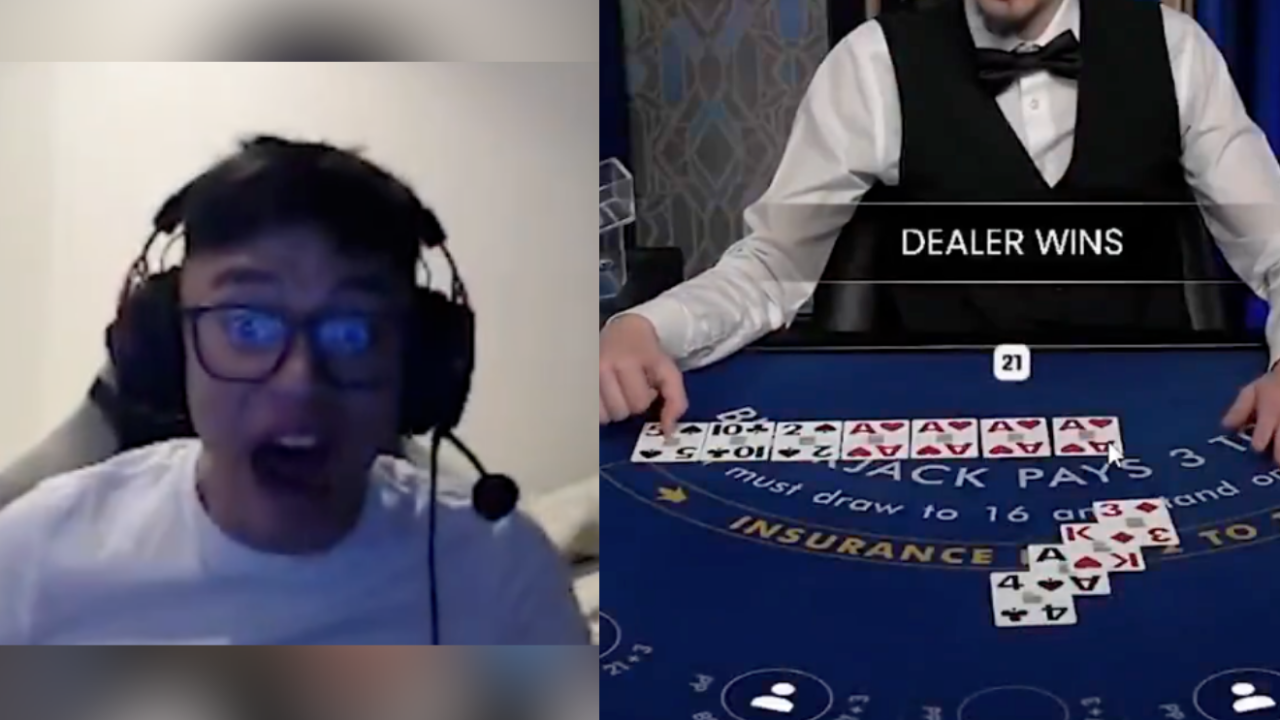¿La mano de Blackjack más brutal que jamás hayas visto? Un streamer lo vive en directo