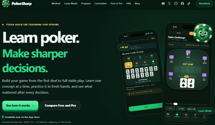 PokerSharp: una app para aprender Texas Hold’em con lecciones cortas y práctica sin dinero real